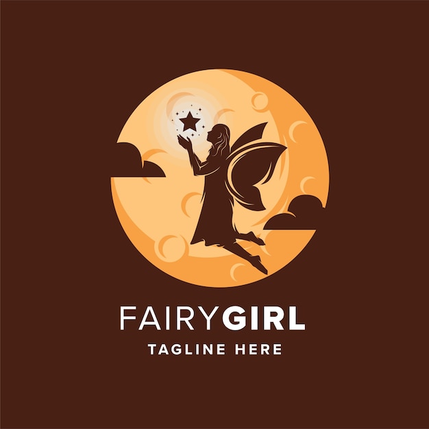 Fairy girl catching star logo design vorlage