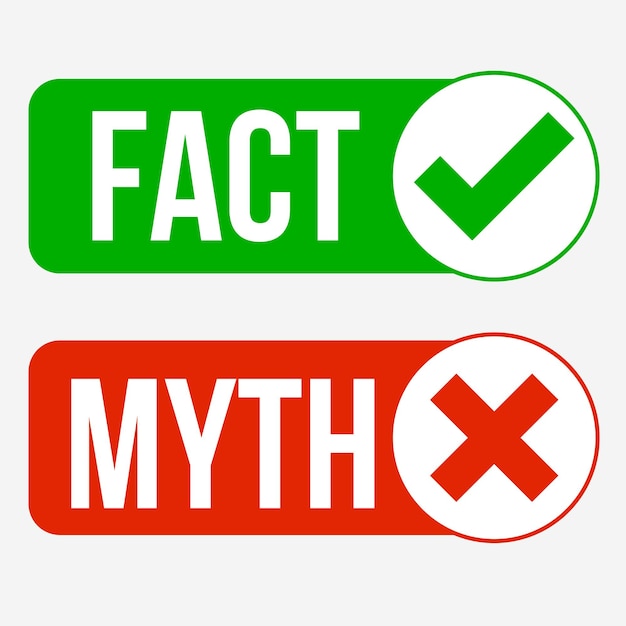 Fakten gegen mythos vektorillustration des logo-konzepts