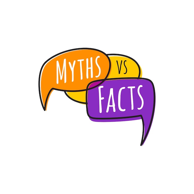 Fakten vs. mythen vs. schlacht mythen vs. fakten header-design vektor wahre oder fiktive nachrichten schaltfläche wahrheit und lüge wahre und falsche abzeichen gründliche überprüfung der fakten oder einfache sprechblase zum vergleich von beweisen