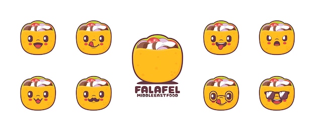 Vektor falafel cartoon nahöstliches essen vektor illustration symbol emoticons cartoons