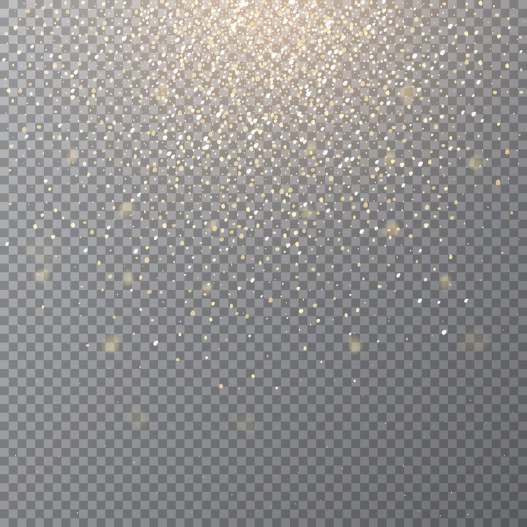 Vektor fallender goldener schnee auf transparentem hintergrund.