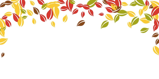Fallendes Herbstlaub. Rote, gelbe, grüne, braune chaotische Blätter fliegen. Fallender Regen buntes Laub auf unauslöschlichem weißem Hintergrund. Beauteous zurück zum Schulverkauf.