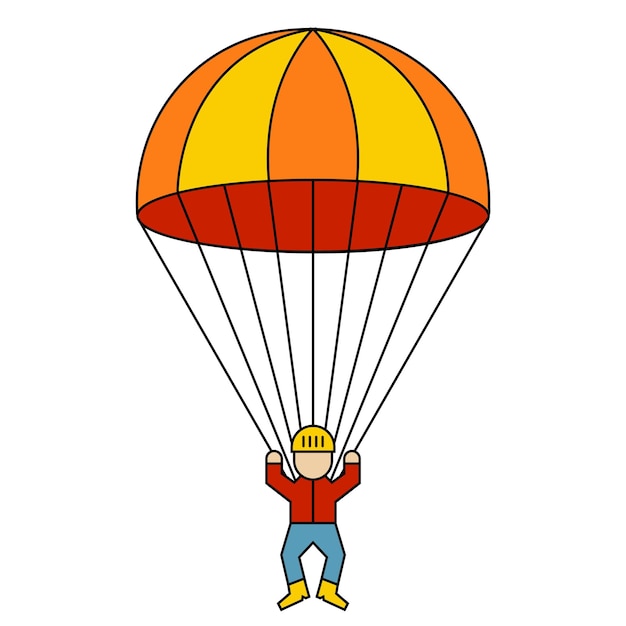 Fallschirmspringer steigt mit einem fallschirm von einem flugzeug zum bodensprung ab