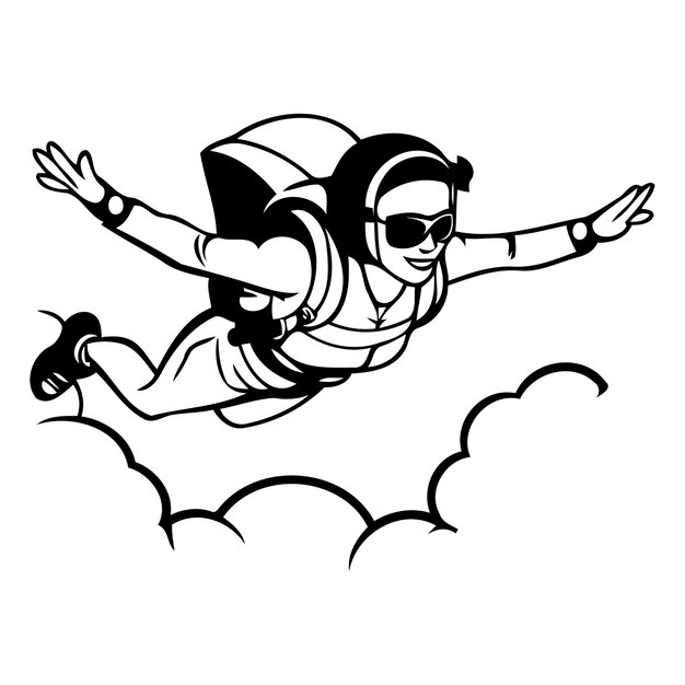 Vektor fallschirmspringer-symbol vektor-illustration eines fallschirmschirmspringers, der im himmel springt
