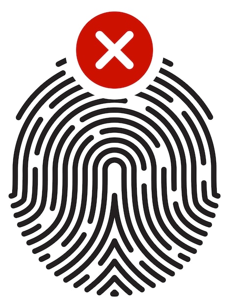 Falscher fingerabdruck-scan symbol für identitätserkennung fehlgeschlagen