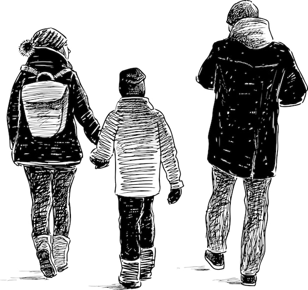 Vektor familie beim spaziergang