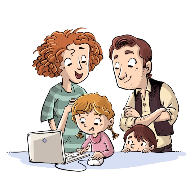 Vektor familie mit computerillustration