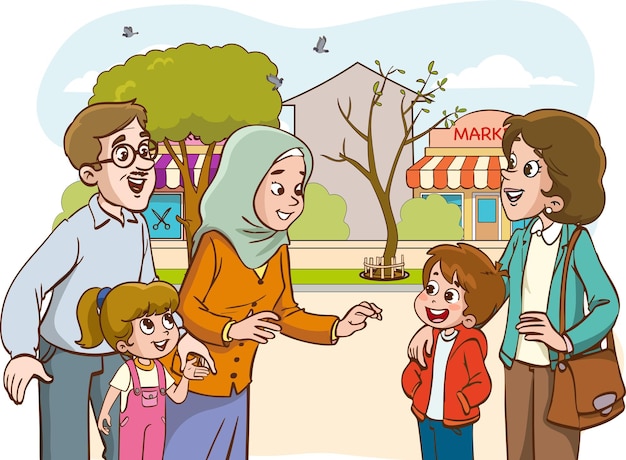 Familie und Freunde versammeln sich im Freien