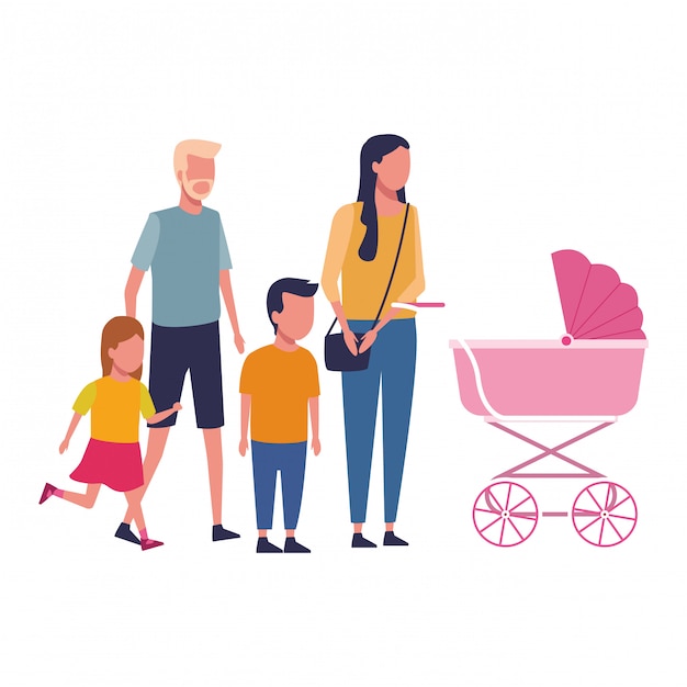 Familien- und Kinder-Cartoon