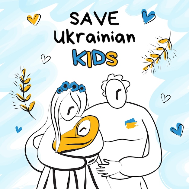 Familienbanner für ukrainische kinder