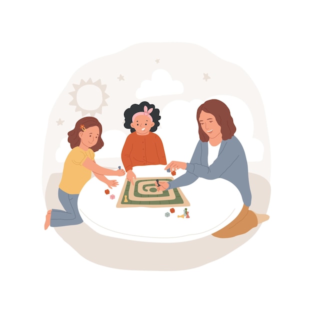 Familienbrettspiele isolierte Cartoon-Vektor-Illustration