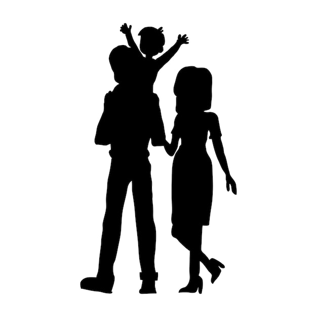 Vektor familiendesign auf weißem hintergrund designelement illustration der silhouette einer glücklichen familie