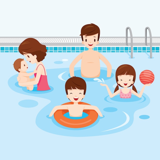 Familienentspannung im schwimmbad, familienaktivitäten