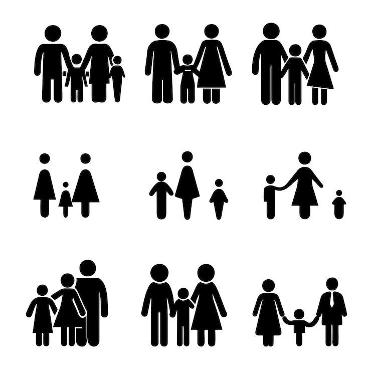 Vektor familiensymbol schwarzer silhouettenvektor