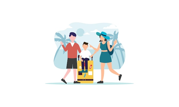 Familienurlaub reisen familienreise illustration