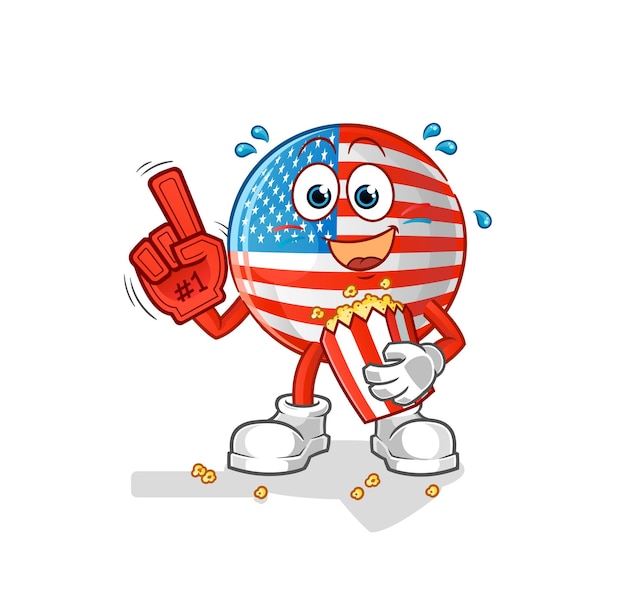 Fan der amerikanischen flagge mit popcornillustration. zeichenvektor