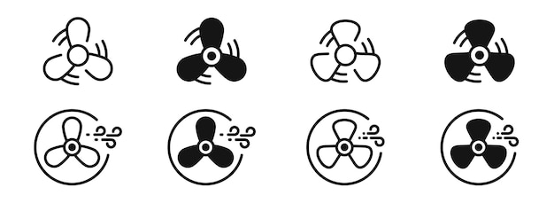 Fan-Icon-Set Ventilator-Icon-Sammlung Propeller-Vektor-Icon-Set Kühler-Symbol