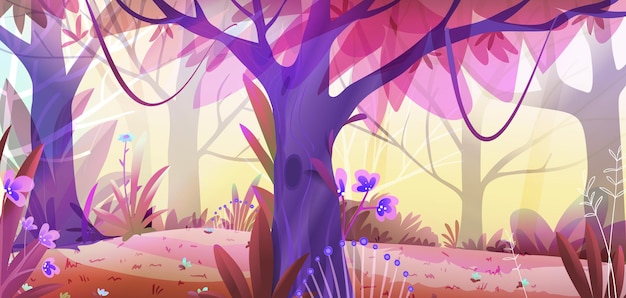 Fantasie Imaginary Purple Trees Forest Hintergrund