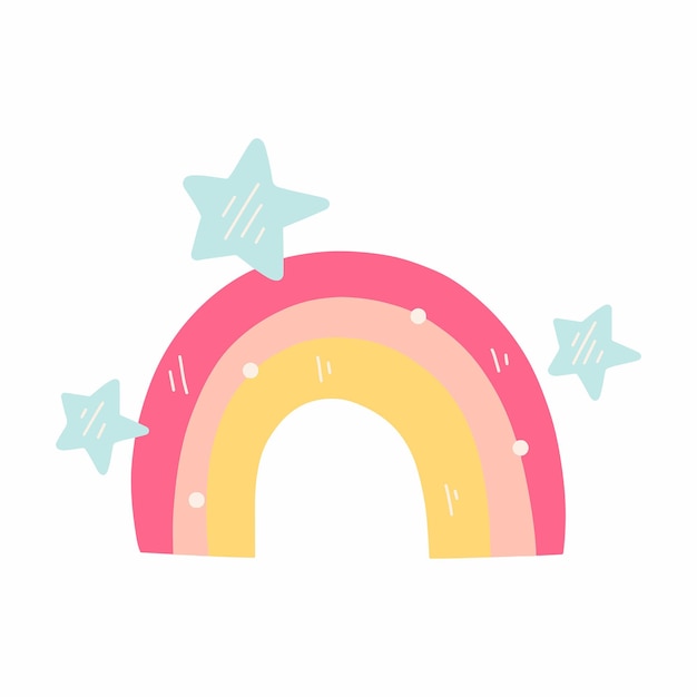 Fantasie-niedlicher Regenbogen und Stern-Einhorn-Illustration