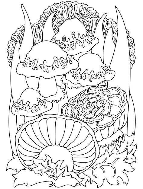 Fantasie-Pilz-Malseite für Erwachsene