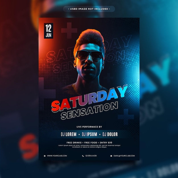 Fantastischer Flyer, Posterdesign für Samstags-Sensationsparty-Nacht - Editable Flyer