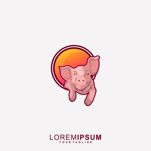 Fantastisches schweinemaskottchen-logo premium