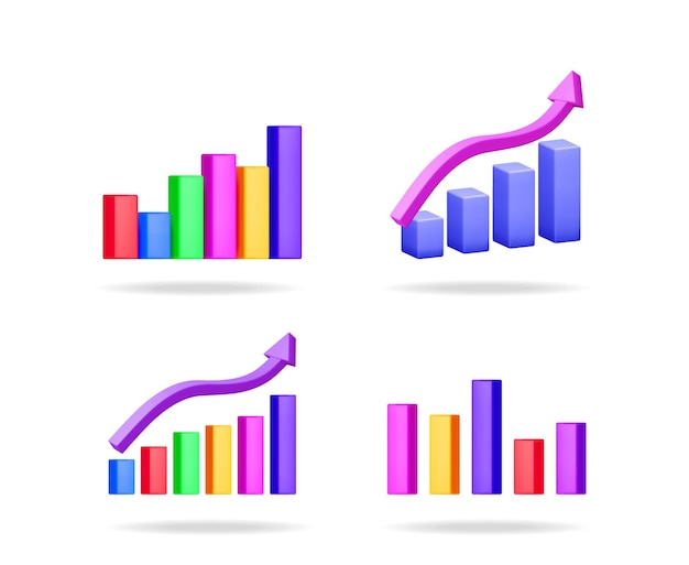 Farbbardiagramm für die Geschäftsanalyse Grafik mit Pfeil nach oben für Finanzdaten