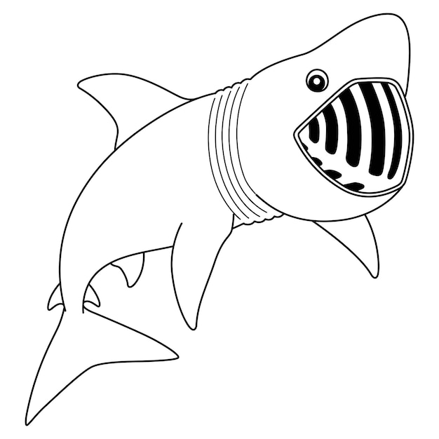 Farbblätter für Kinder mit dem Namen Basking Shark Isolated