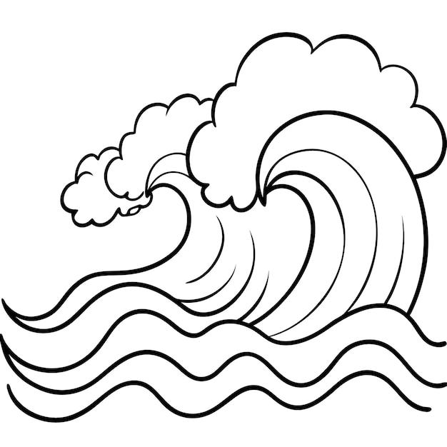 Farbblätter für Ozeanwellen, Vektorkunst, Illustrationen, Farbbücher