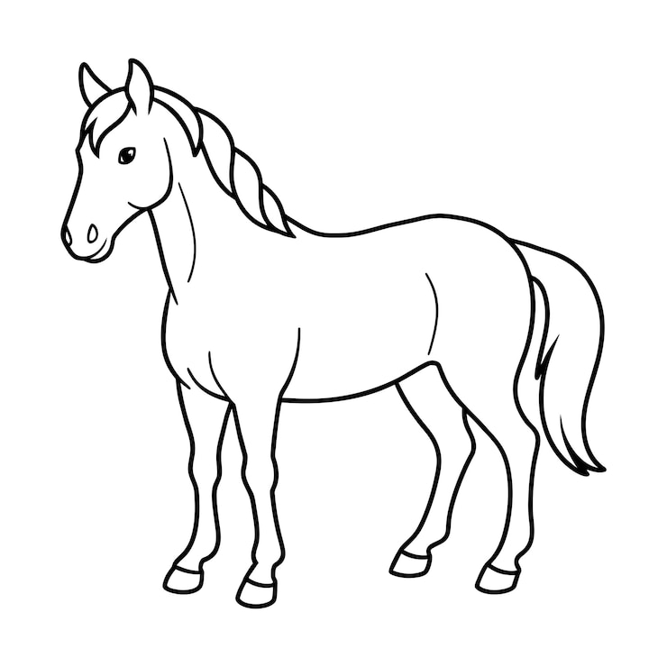 Vektor farbbuch mit pferdeillustrationen für kinder