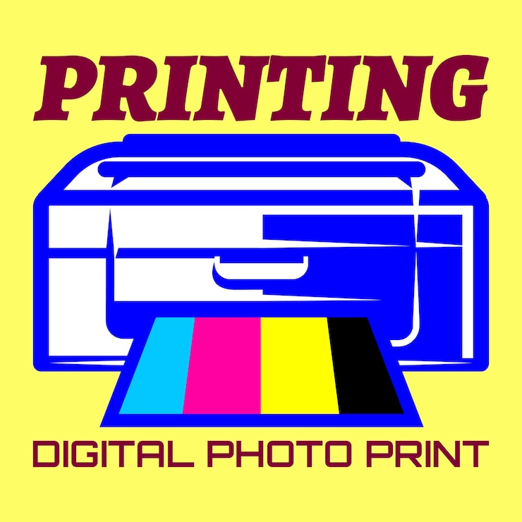 Vektor farbdruck, digitaler fotodruck, vektorfarbenvorlage für werbung oder schildentwurf