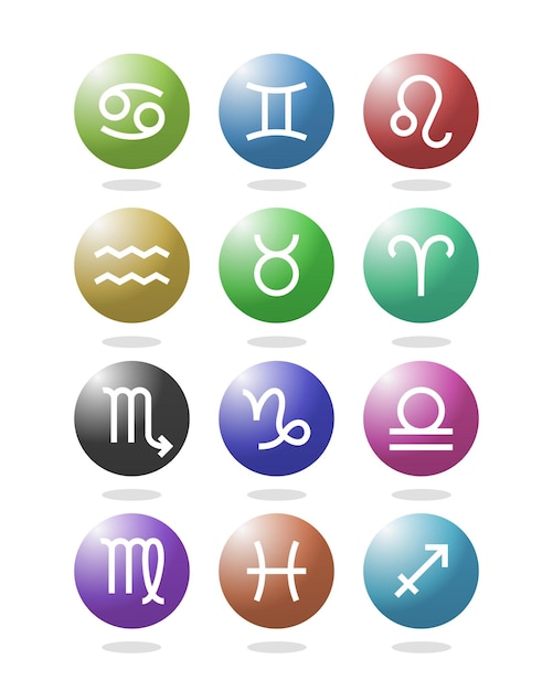 Vektor farbenfrohe astrologie zodiac-emblem abzeichen symbole sammlung design