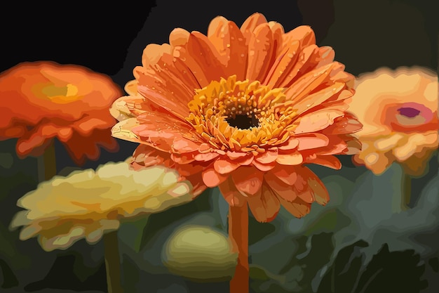 Vektor farbenfrohe gerbera in der nähe des sonnenlichts