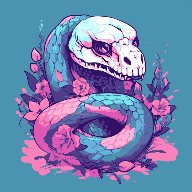 farbenfrohe gruselige Halloween-Schlangenporträt-Vektorillustration