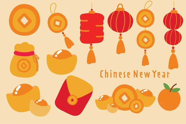 Farbenfrohe Illustration zur Feier des chinesischen Neujahrs