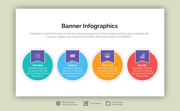 Vektor farbenfrohe, realistische banner für infografische schritte