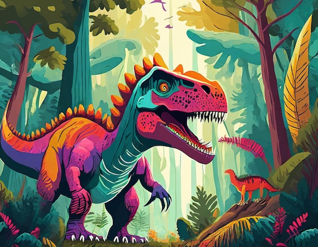 Vektor farbenfrohe trex-illustration