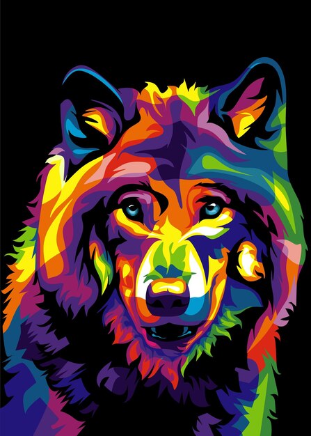 Farbenfrohe wolf-illustration im wpap-pop-art-stil