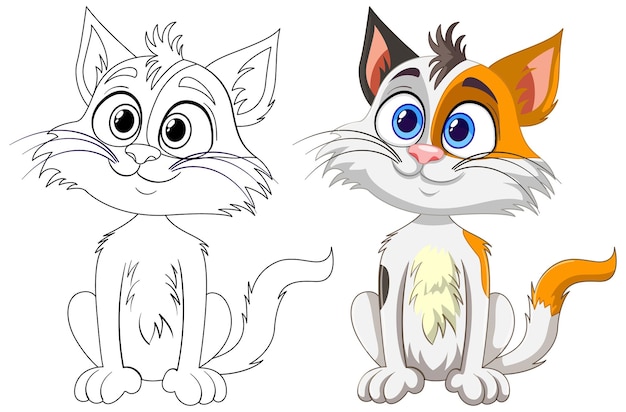 Farbenfrohe Zeichentrickfilm-Katzenillustration