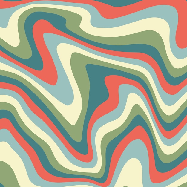 Farbenfroher, moderner, psychedelischer, groovy und wellenförmiger Hintergrund