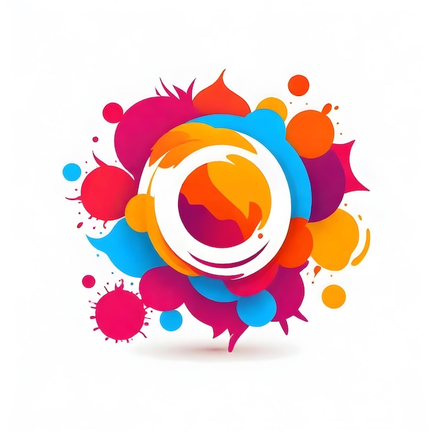 farbenfrohes abstraktes Logo-Design mit einem Kreis und Splatters