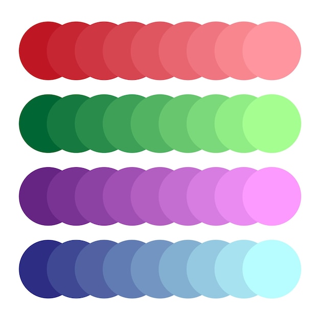 Farbgradienzkreise Rot-Grün-Lila-Blau-Palette Mehrere Farbtönen-Design