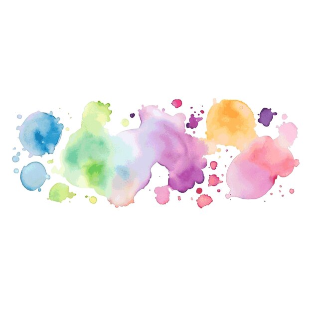 Farbige aquarellfarbe für dekorationen auf weißem hintergrund