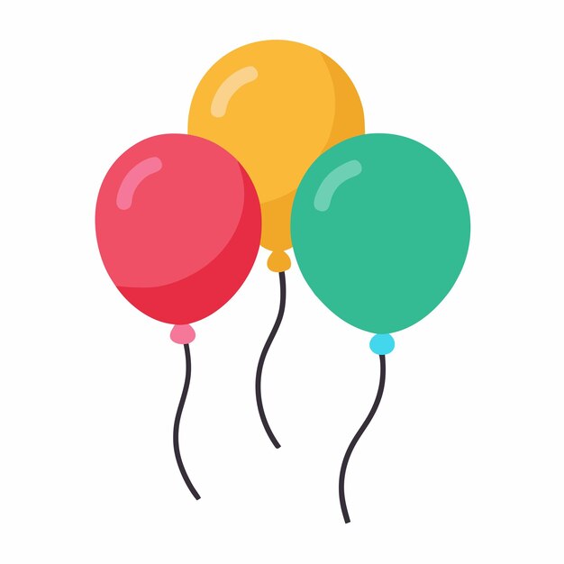 Farbige Ballons Dekoration Vektorkunst auf weißem Hintergrund