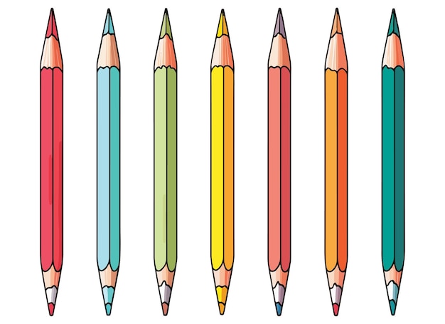 Vektor farbige bleistifte vektordesign-illustration isoliert auf weißem hintergrund