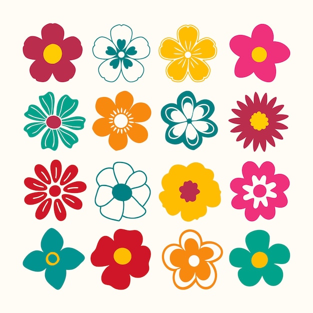 Farbige Blumen-Ikonen
