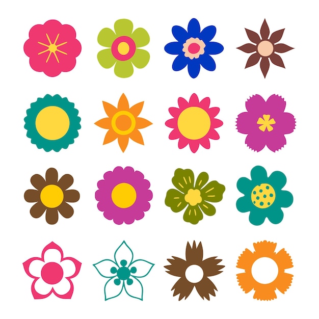 Farbige Blumenkollektion Vektorillustration von Blumenmustern
