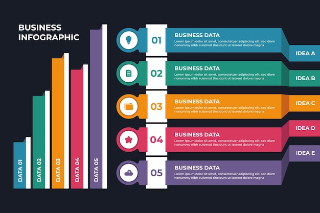 Vektor farbige diagrammliste infografikvorlage
