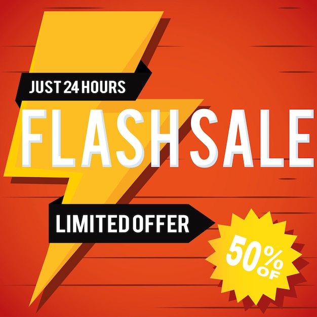 Vektor farbige flash-sale-vorlage mit text-vektorillustration