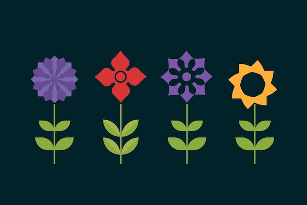 Farbige Frühlingsblumen sind in Farben und botanische Arten sind ich flach Design-Stil